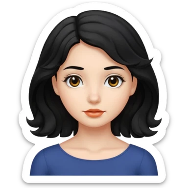 chica con pelo  negro liso y hasta los hombros  ondulada y ojos negros sticker