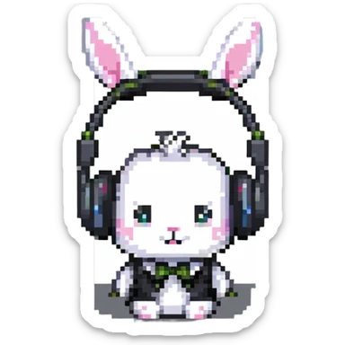 headphones with bunny ears, gaming accessories sticker