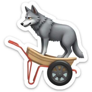 wolf on wheelbarrow  sticker