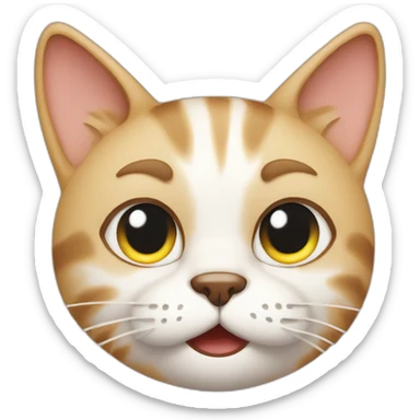 Mildly panicked cat with sweat on face sticker