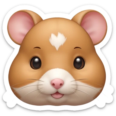 A 3D cartoon hamster face close-up with tiny visible whiskers, round cheeks, smooth glossy eyes, soft background blur, Memoji-style rendering. sticker