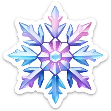 Gradient iridescent Pastel Pink violet blue white crystal gemstone snowflake  sticker