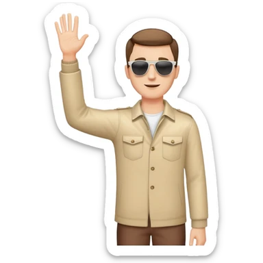 cool white man standing on stage in sunglasses and raising one hand sticker