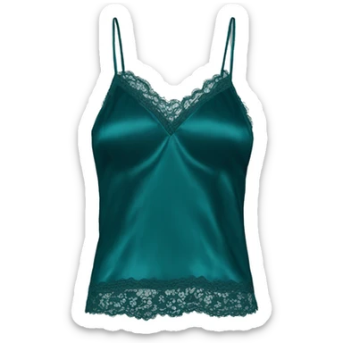 Realistic isolated silk lace dark teal camisole. sticker