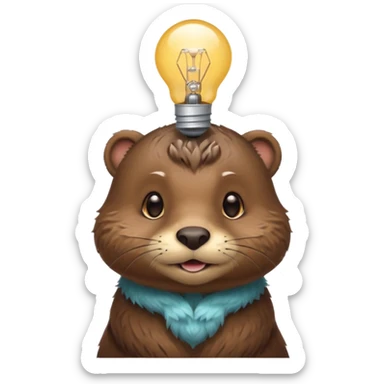 otter with lightbulb on the head sticker