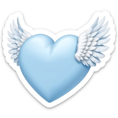 light sky blue heart with one wing sticker