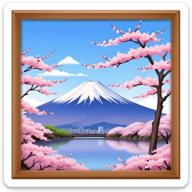 Cherry blossom scenery, Mount Fuji sticker
