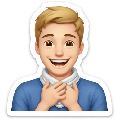 guy laughing with hands wrapped around neck  sticker