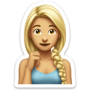 girl tucking hair behind her ear smirking  sticker