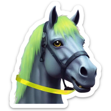 .Zombie_ Vaporwave black holographic oilslick zombie unicorn yellow caution tape sticker