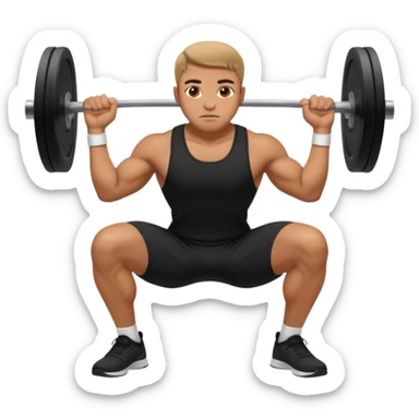 man doing a squat without weights sticker