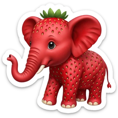 Elephant mixed into strawberry sticker
