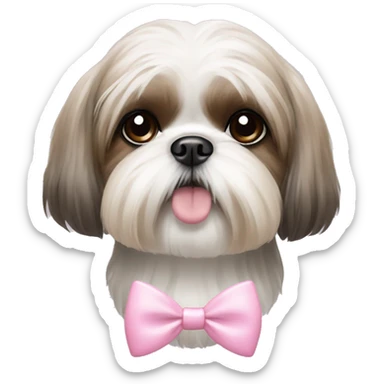 shihtzu dog with two small light pink bows  sticker