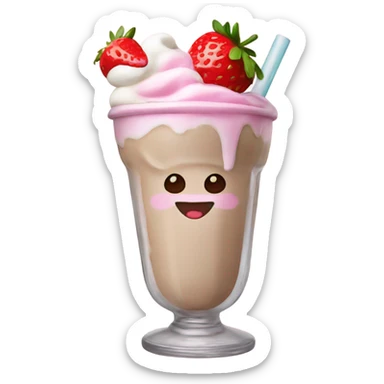 Milkshake with a strawberry sticker