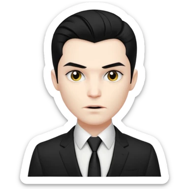 {
      "type": "human",
      "look": "modern vampire, slick hairstyle, dark suit, loosened tie",
      "description": "a modern vampire with a slick hairstyle in a dark suit and loosened tie"
    } sticker
