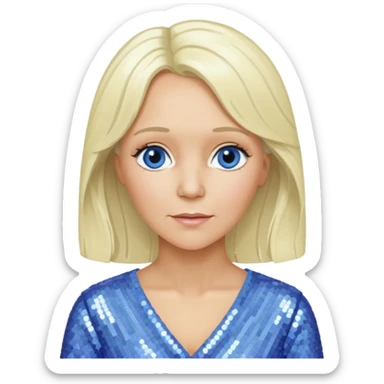  Agnetha Fältskog from ABBA with long platinum blonde hair, periwinkle sequin outfit  sticker