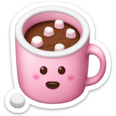 mug with cacao with marshmallow pink christmas mood sticker