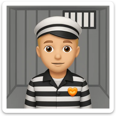 Add a simple cartoon style prison cell background to the image, keeping the style clean and simple. sticker