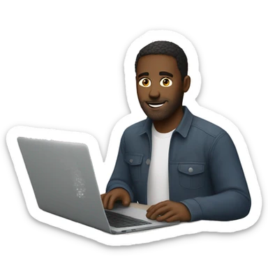 white man Video editor working on laptop sticker