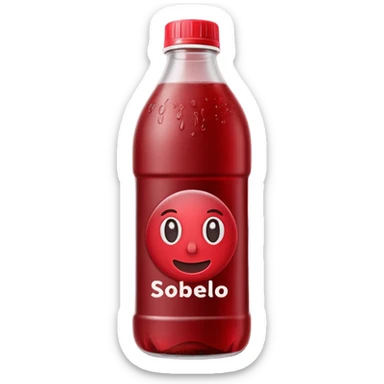 sobolo emoji (ghanain drink)  in a plastic bottle and make the juice dark red no face write sobolo on it sticker