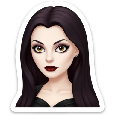 Vampira with long dark brown hair sticker