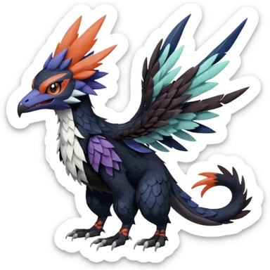 Spooky Nargacuga-Trico-Noibat-Noivern-Silvally-Pokémon-Fakémon-fusion (full body) sticker