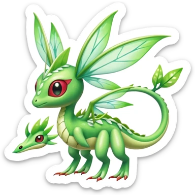Sparkly White And Green Natural Flowery Colorful Flygon-Celebi-Fakémon-hybrid-creature (full body)  sticker