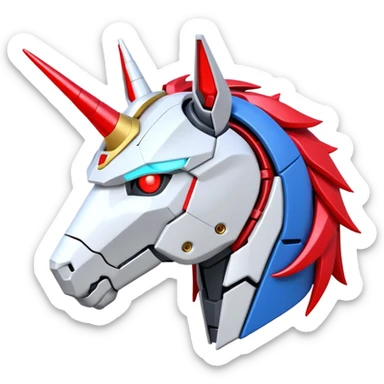 Gundam RX-0 Unicorn robot head, side view sticker