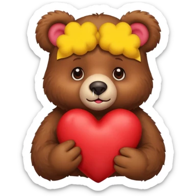 Cute bear holding a stuffed heart  sticker
