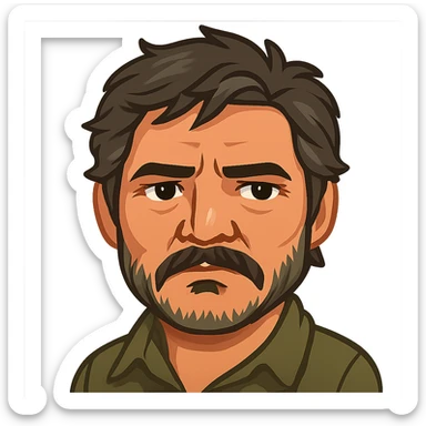 twitter emoji style joel from the last of us portrayed by pedro pascal sticker