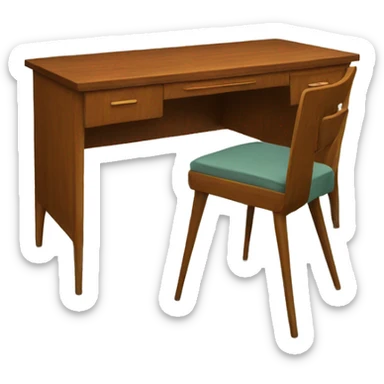 Wood mid century simple desk sticker