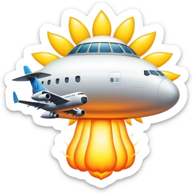 Nuclear mushroom cloud with sun and an airplane  sticker