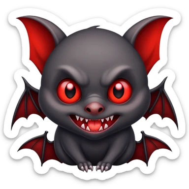 cute black vampire bat with red details sticker