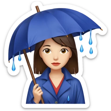 she getting wet (umbrella, dripping hair) sticker