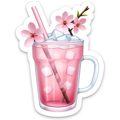 Pastel pink Cherry Blossom Sakura ice tea sticker