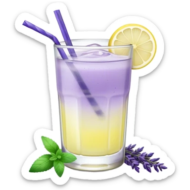Lavender mint lemonade in a glass with a sprig of lavender  sticker
