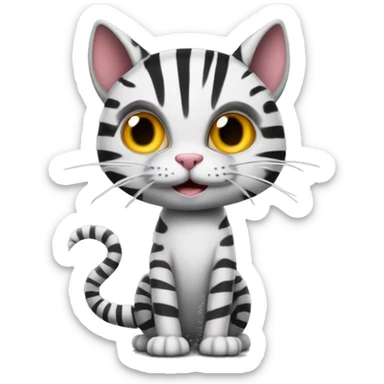 A cat with a lizard's head and a zebra's tail wins at darts sticker