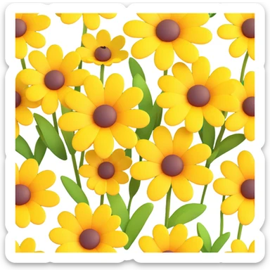 Redraw this photo of yellow wildflowers in a volumetric 3D iOS style with bright colors, realistic details, clean modern background, emphasizing volume and light-shadow play. sticker