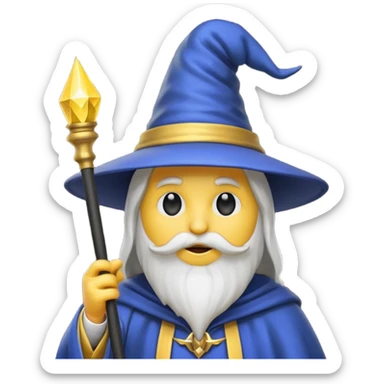 Einen Gelben Emoji mit zauber hut und schwartz weißen zauberstab sticker