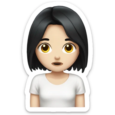 Pale girl black hair crying and heart broken sticker