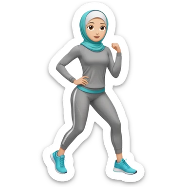 High resolution full body of a girl wearing a hijab and is a fitness trainer sticker