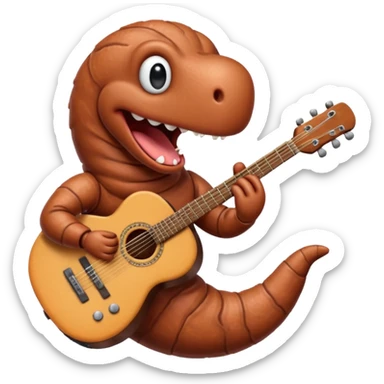 earthworm playing guitar sticker