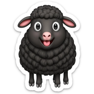 Oveja negra de cuerpo entero sacando la lengua en actitud de risas sticker