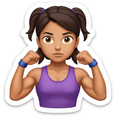 Hispanic girl determined look, muscles sticker