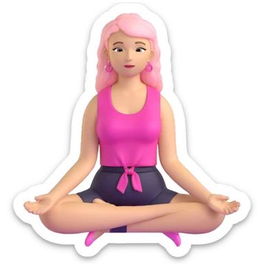 blonde angel woman with long hair meditating with pink hair clips sticker