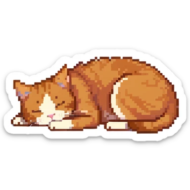 A ginger cat sleeping under the cherry blossoms sticker