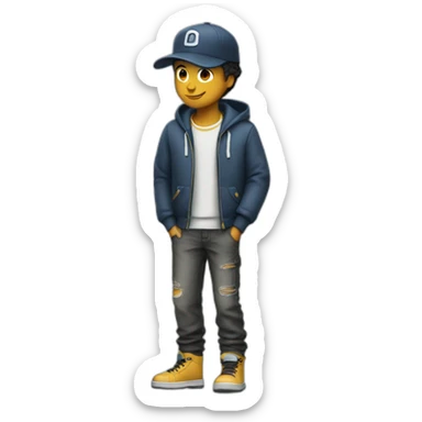 a cool boy with a cap full body sticker