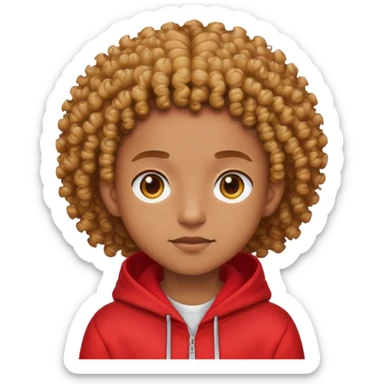 Light Brown Skin, Curly fade, red hoodie sticker