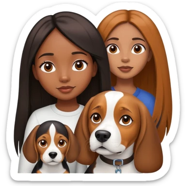 Black girl long straight hair with beagle dog sticker