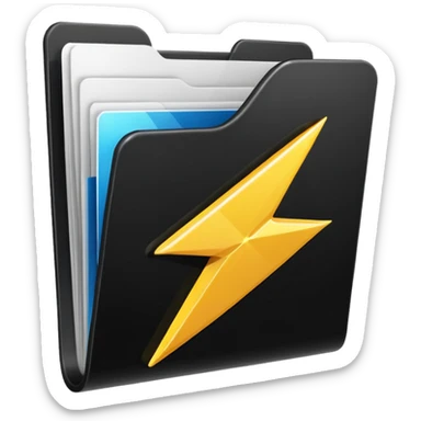 black folder flash file with a finances logo sticker